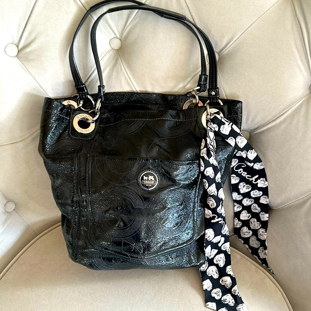 Coach purse with scarf.